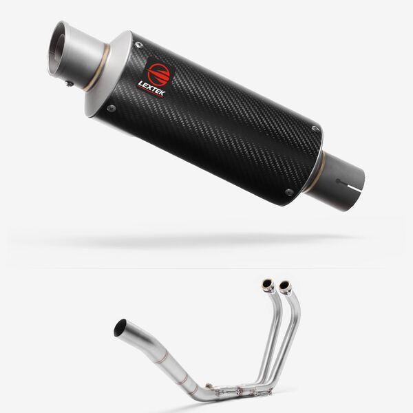 Lextek GP8C Carbon Fibre GP Stubby Exhaust System 240mm for Yamaha YZF R3 (15-18)