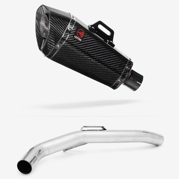 Lextek XP8C Carbon Fibre Exhaust 210mm with Link Pipe for Triumph Explorer 1200 (12-18)