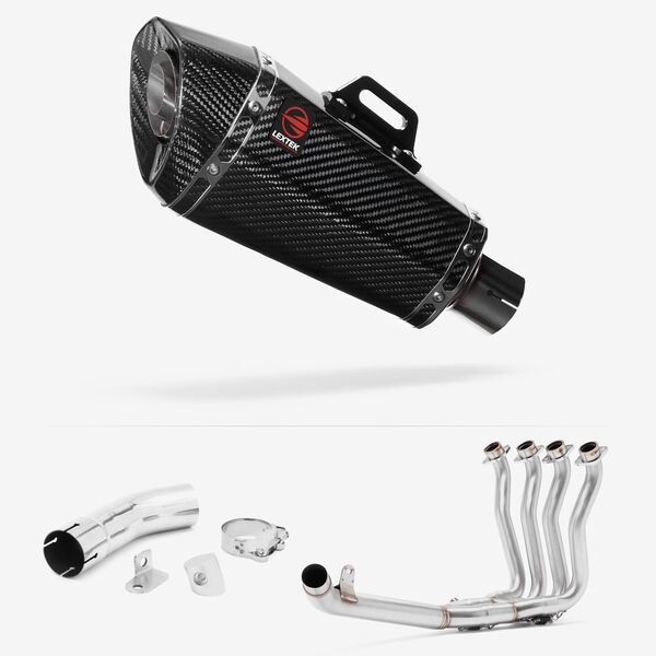 Lextek XP8C Carbon Fibre Exhaust 210mm with Link Pipe for Suzuki GSX-S 1000 F (15-20)