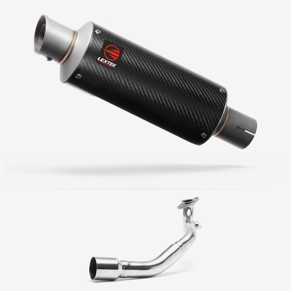 Lextek GP8C Carbon Fibre GP Stubby Exhaust System 240mm for Lexmoto Milano 125