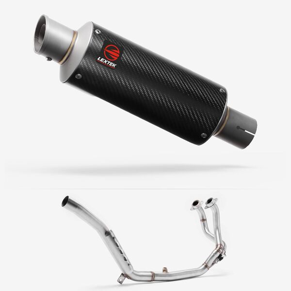 Lextek GP8C Carbon Fibre GP Stubby Exhaust System 240mm for Honda CRF1000 Africa Twin (16-19)