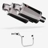 Lextek OP15 Dark Tint Stainless Exhaust System 200mm Twin Underseat for Benelli TNT 125/135 (17-20)