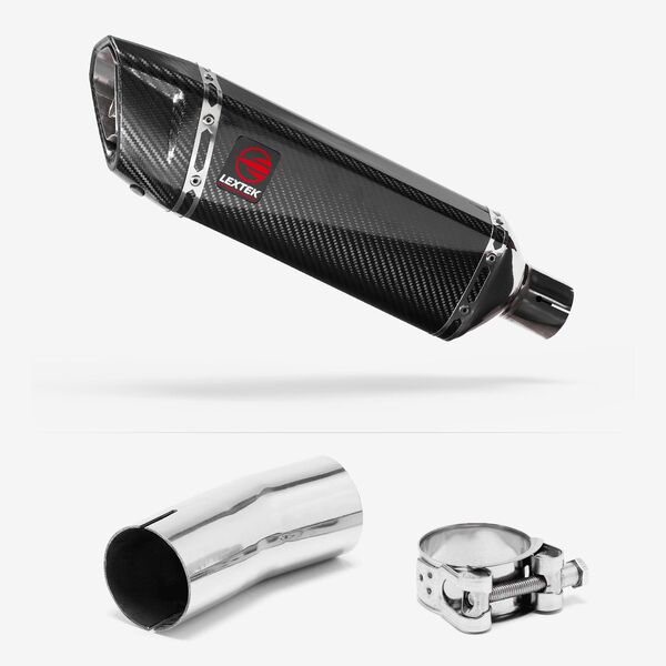 Lextek SP9C Gloss Carbon Fibre Exhaust 300mm with Link Pipe for Suzuki GSXR 1000 (12-22)