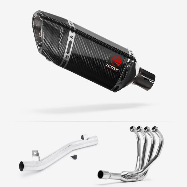 Lextek SP11C Gloss Carbon Fibre Exhaust System 200mm for Suzuki GSF 600/650/1200 Bandit (95-06)