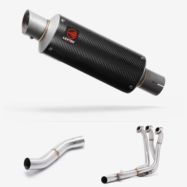 Lextek Matt Stainless Steel GP8C Full Exhaust System 240mm High Level for Yamaha MT-09 (21-24)