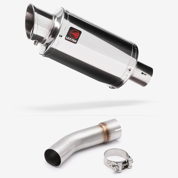 Lextek YP4 S/Steel Stubby Exhaust 200mm with Link Pipe for Suzuki SV650 (03-15)