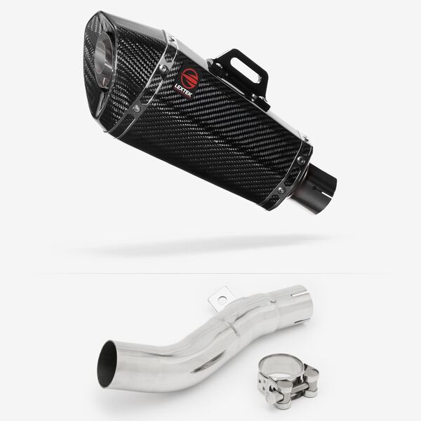 Lextek XP8C Carbon Fibre Exhaust 210mm with Link Pipe for Honda CB500 F/X (13-20)