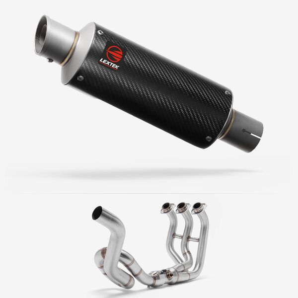 Lextek GP8C Carbon Fibre GP Stubby Exhaust System 240mm High Level for Yamaha MT-09 (13-20)